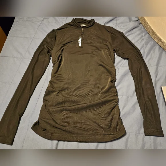 Zeagoo Womens Mesh Sheer Long Sleeve Top Mock Turtle Neck See Though Size Small - Picture 4 of 7